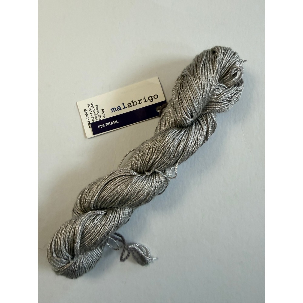 New Malabrigo Mora Silk Fingering Yarn 50g Pearl Grey 100% Mulberry Silk